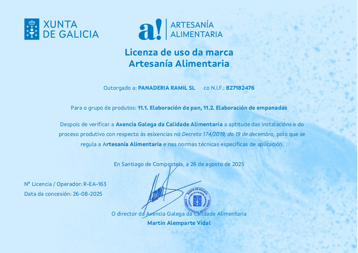Licenza de uso da marca Artesanía Alimentaria